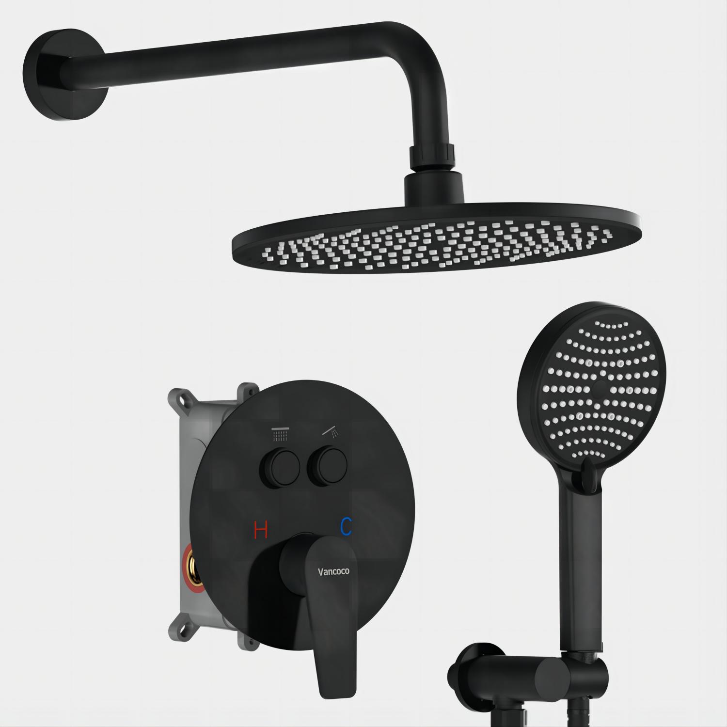 Black Modern Rainfall Shower System